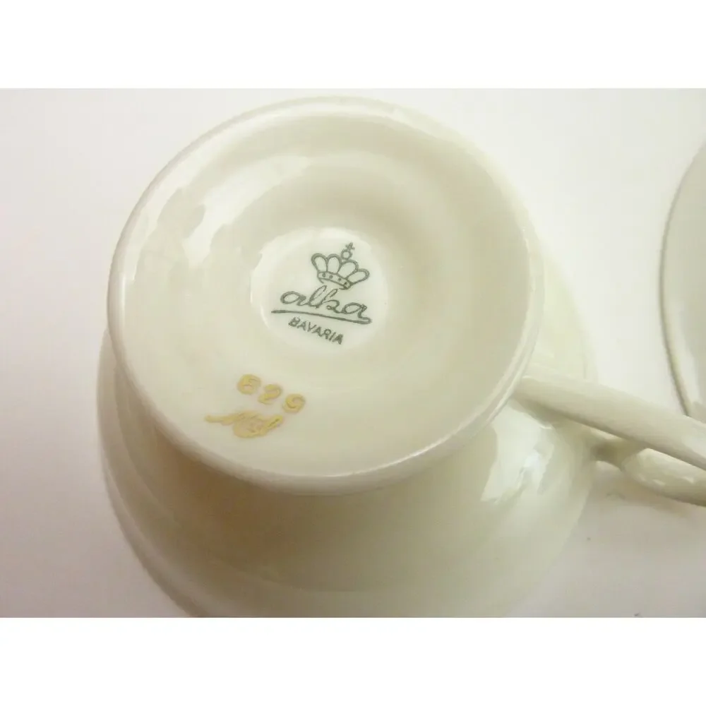 Alka Germany Tea Cup And Saucer Set Gold Trim Floral Vintage